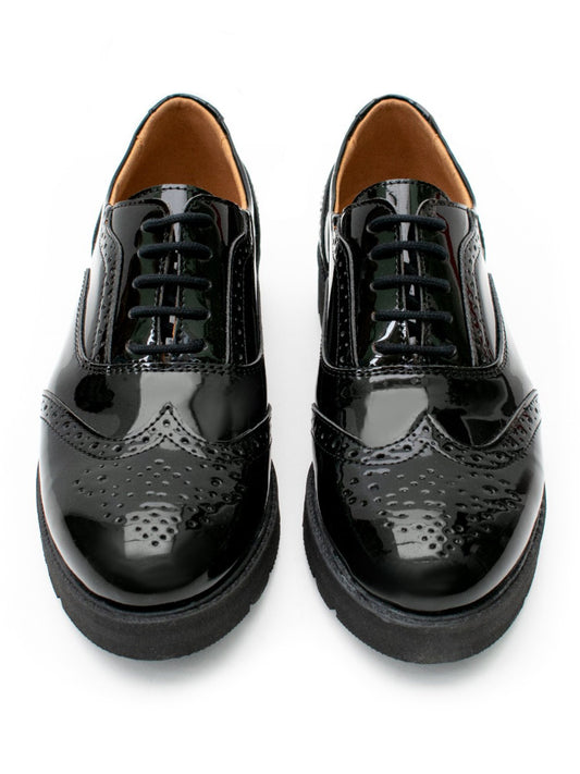 Flatform Brogues in Patent Black