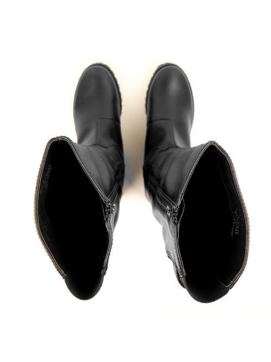 Deep Tread Knee Length Boots in Black