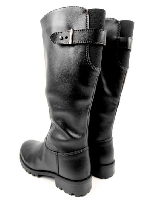 Deep Tread Knee Length Boots in Black