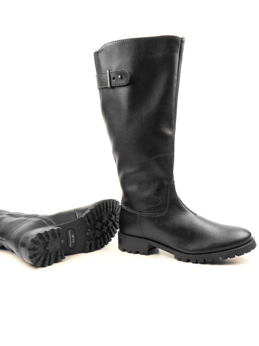 Deep Tread Knee Length Boots in Black
