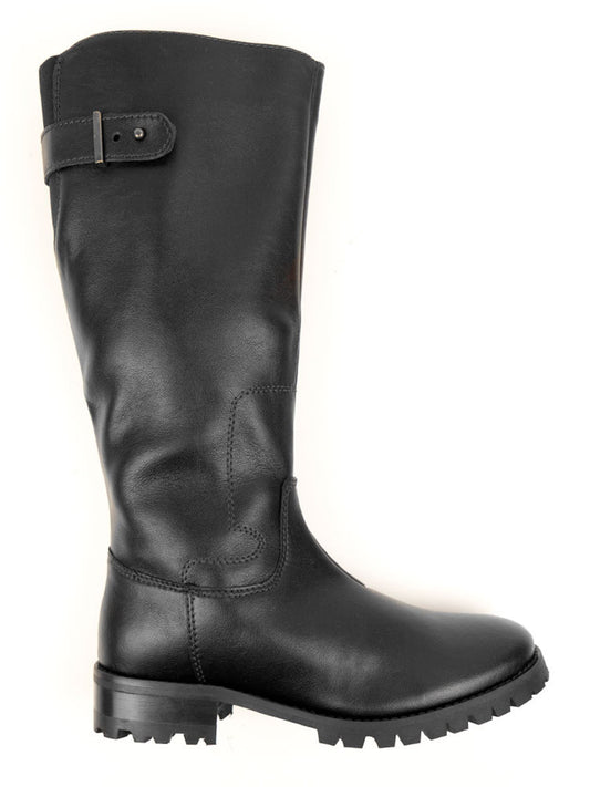 Deep Tread Knee Length Boots in Black