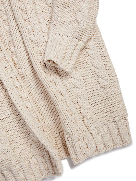Recycled Chunky Knit Cardigan in Cream Knit