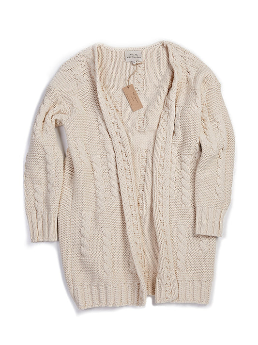 Recycled Chunky Knit Cardigan in Cream Knit