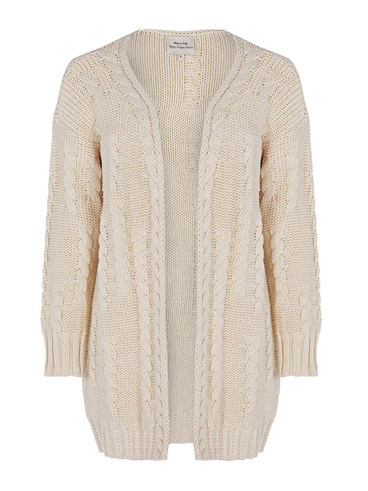 Recycled Chunky Knit Cardigan in Cream Knit