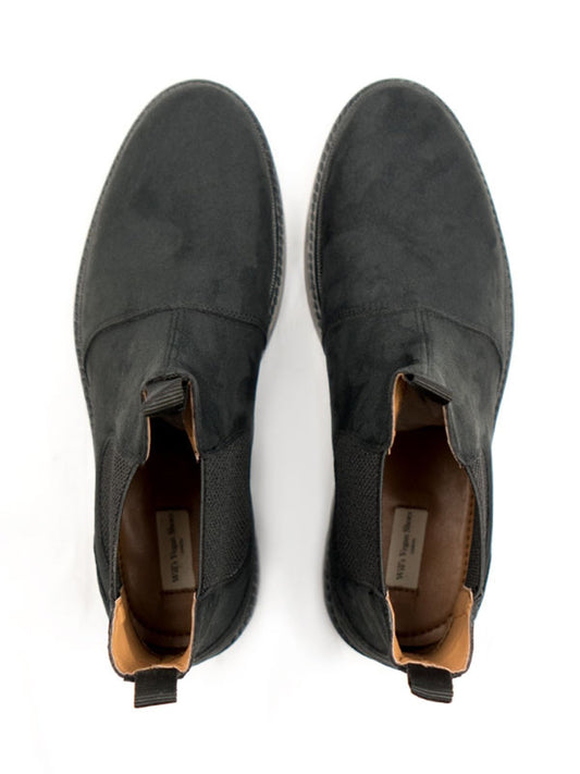 Continental Chelsea Boots in Black Vegan Suede