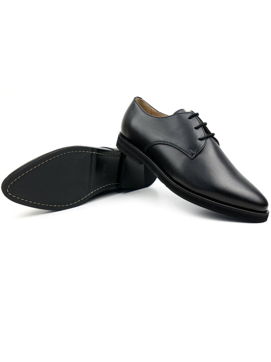 Point Toe Derbys in Brown Vegan Suede, toe detail