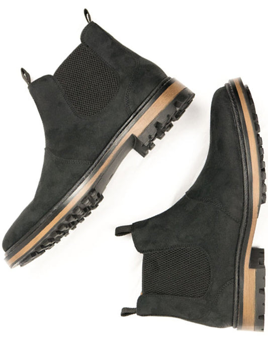 Continental Chelsea Boots in Black Vegan Suede