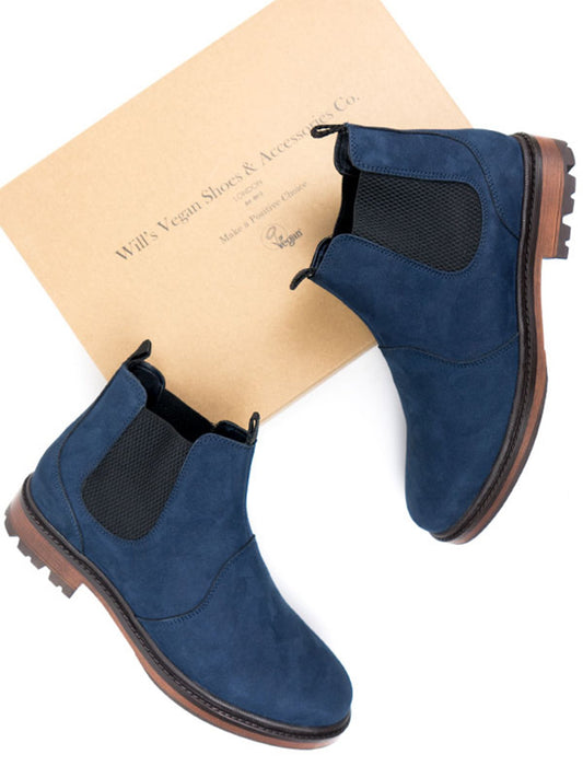 Continental Chelsea Boots in Black Vegan Suede