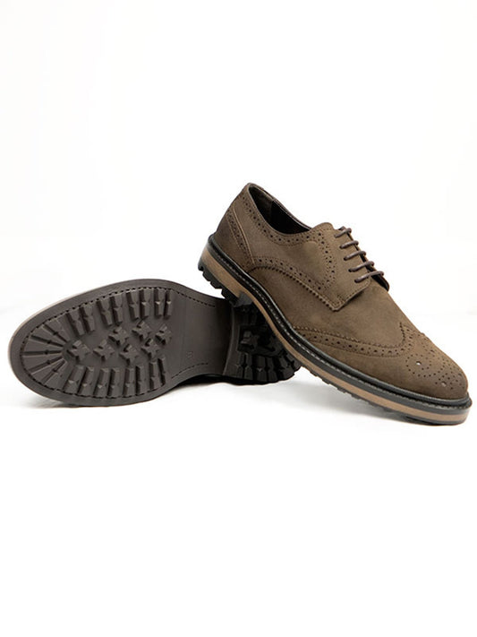 Continental Brogues in Dark Brown Vegan Suede