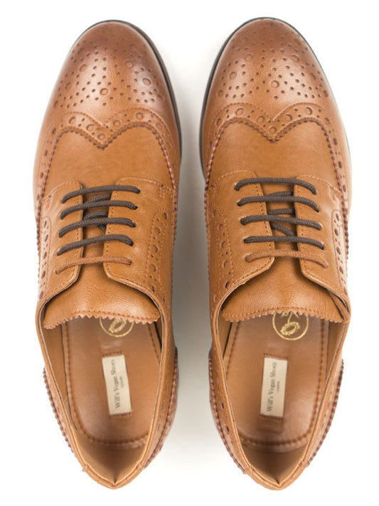 City Wingtip Brogue Oxfords in Tan