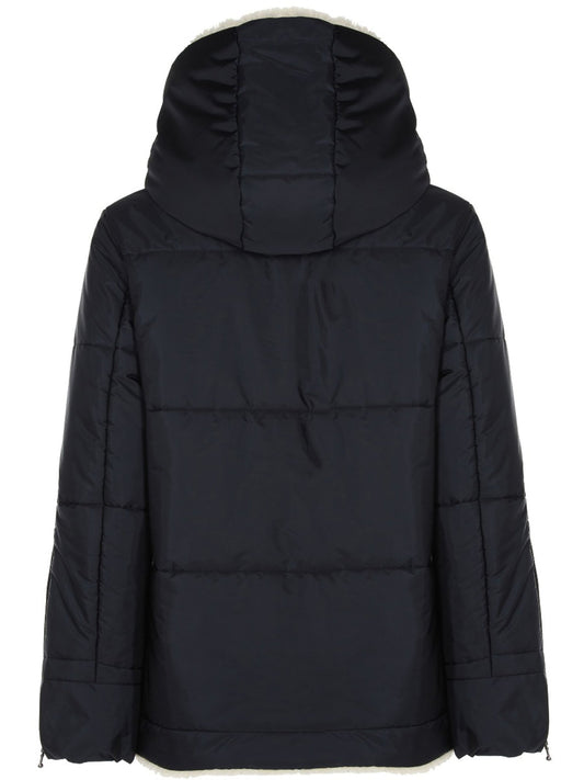 Recycled Vegan Shearling Puffer in Black