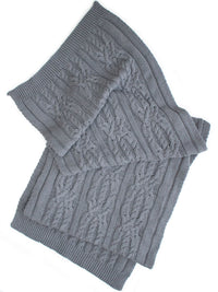 Recycled Braided Knit Scarf in Grey Knit