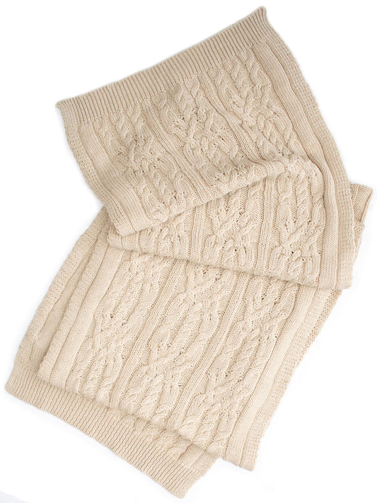 Recycled Braided Knit Scarf in Beige Knit