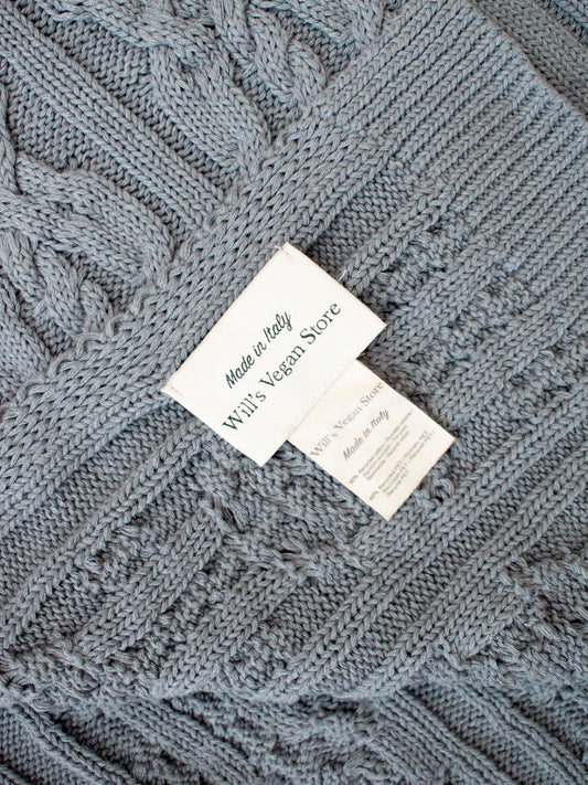 Recycled Braided Knit Scarf in Beige Knit
