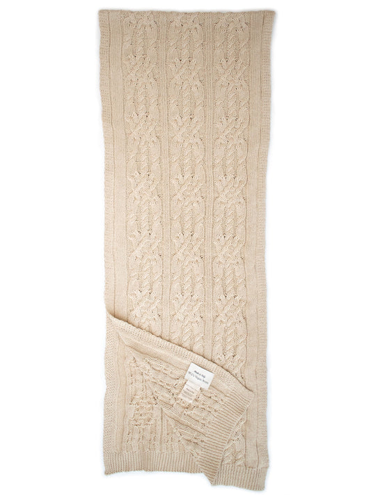 Recycled Braided Knit Scarf in Beige Knit