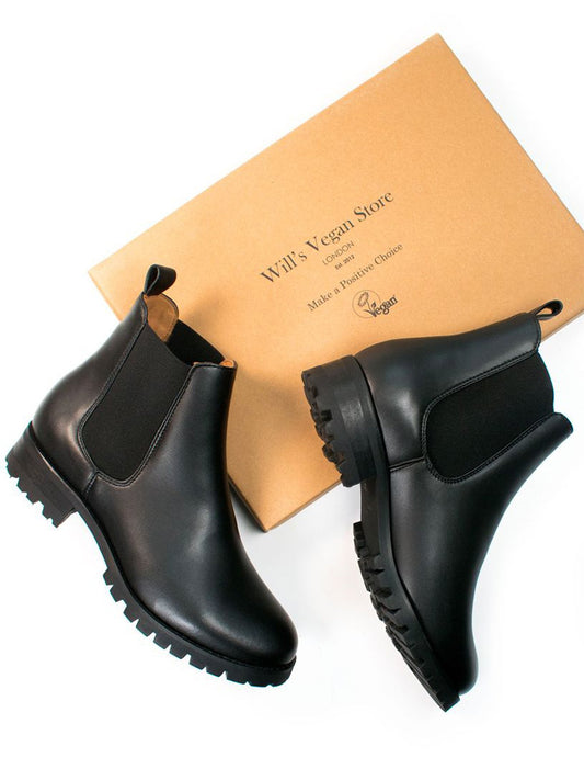 Wide Fit Luxe Deep Tread Chelsea Boots in Black
