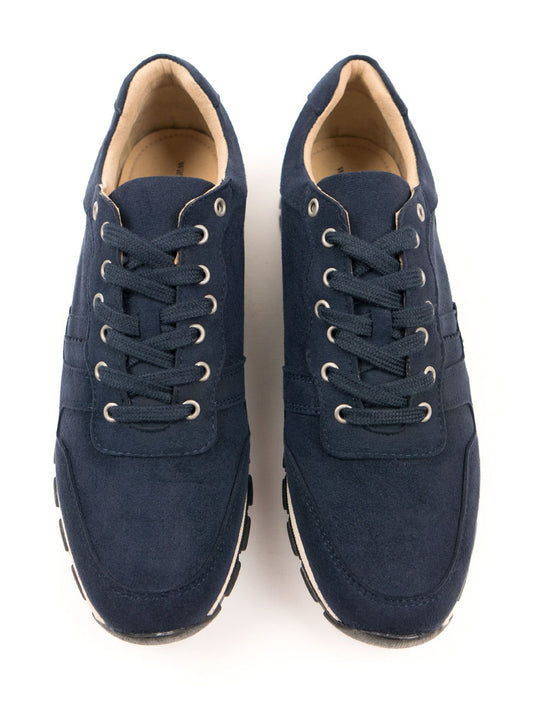 Milan Trainers in Dark Blue Vegan Suede