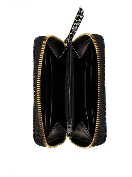 Small Zipper Wallet in Gold Crackle Mock Croc