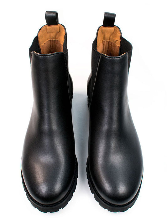 Wide Fit Luxe Deep Tread Chelsea Boots in Black