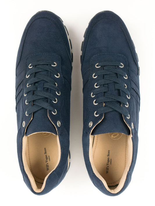 Milan Trainers in Dark Blue Vegan Suede