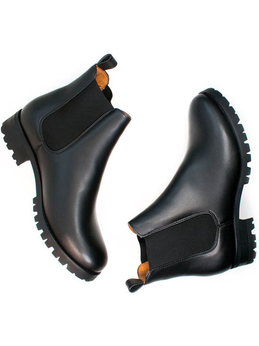 Wide Fit Luxe Deep Tread Chelsea Boots in Black