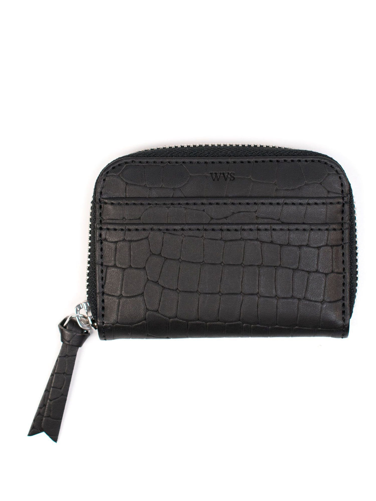 Coin Purse in Black Matt Mock Croc
