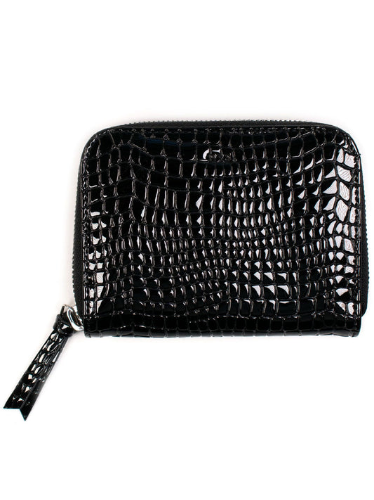 Small Zipper Wallet in Gold Crackle Mock Croc