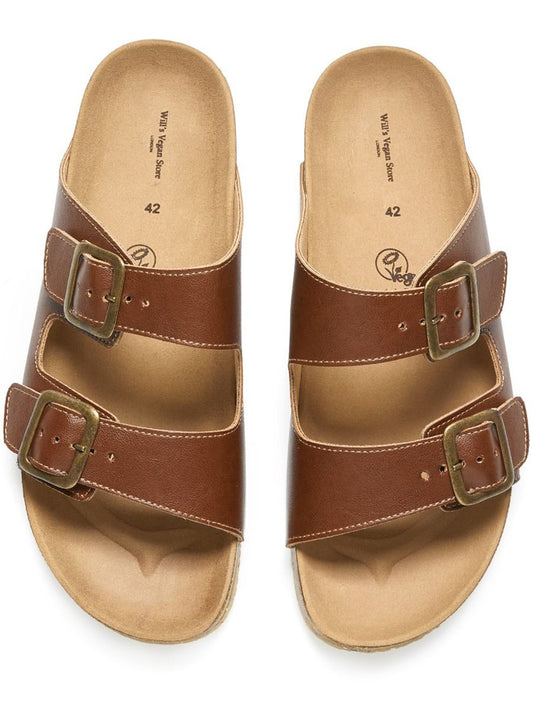 Two Strap Footbed Sandals in Black