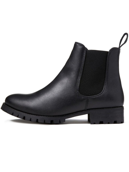 Wide Fit Luxe Deep Tread Chelsea Boots in Black