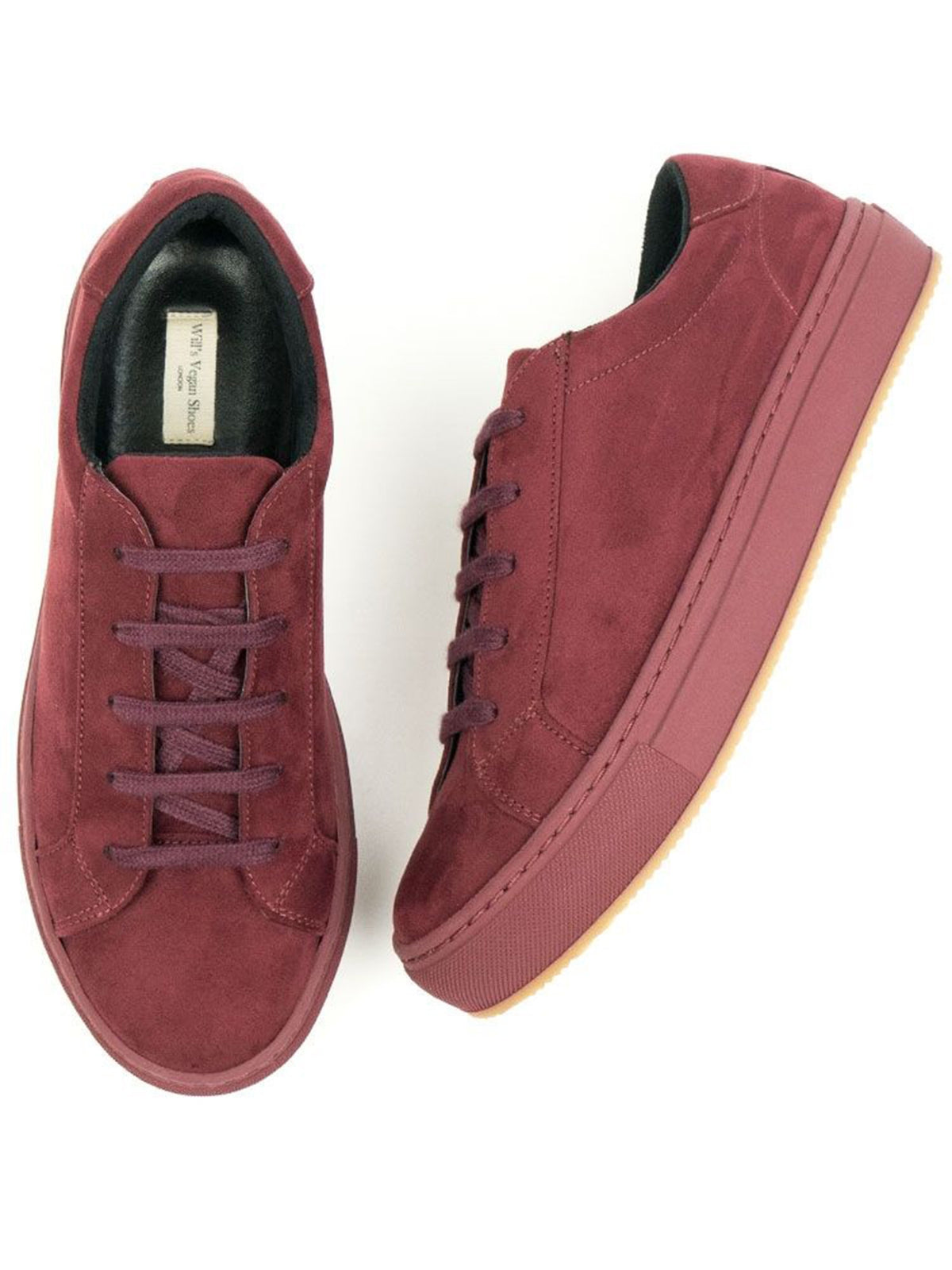 Vegan Suede Sneakers in Wine Vegan Suede