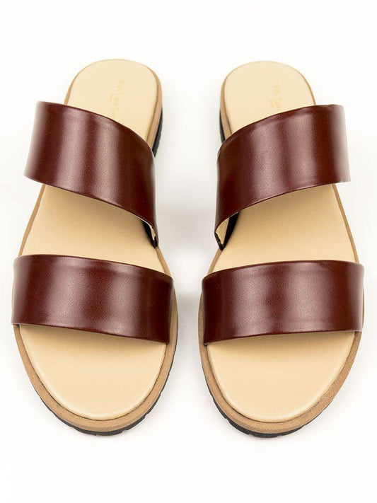Two Strap Sandals in Brown
